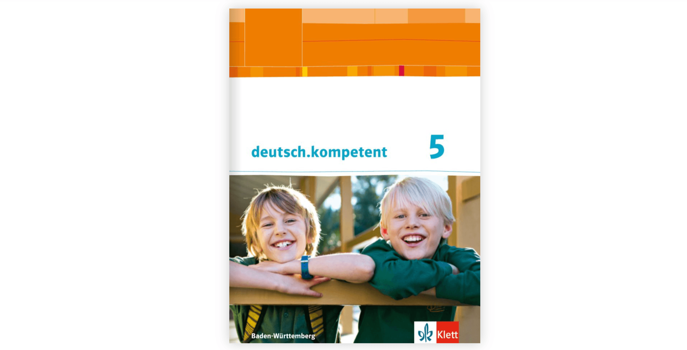 Klett Deutschbuch Klasse 5, auf dem zwei Kinder lachen