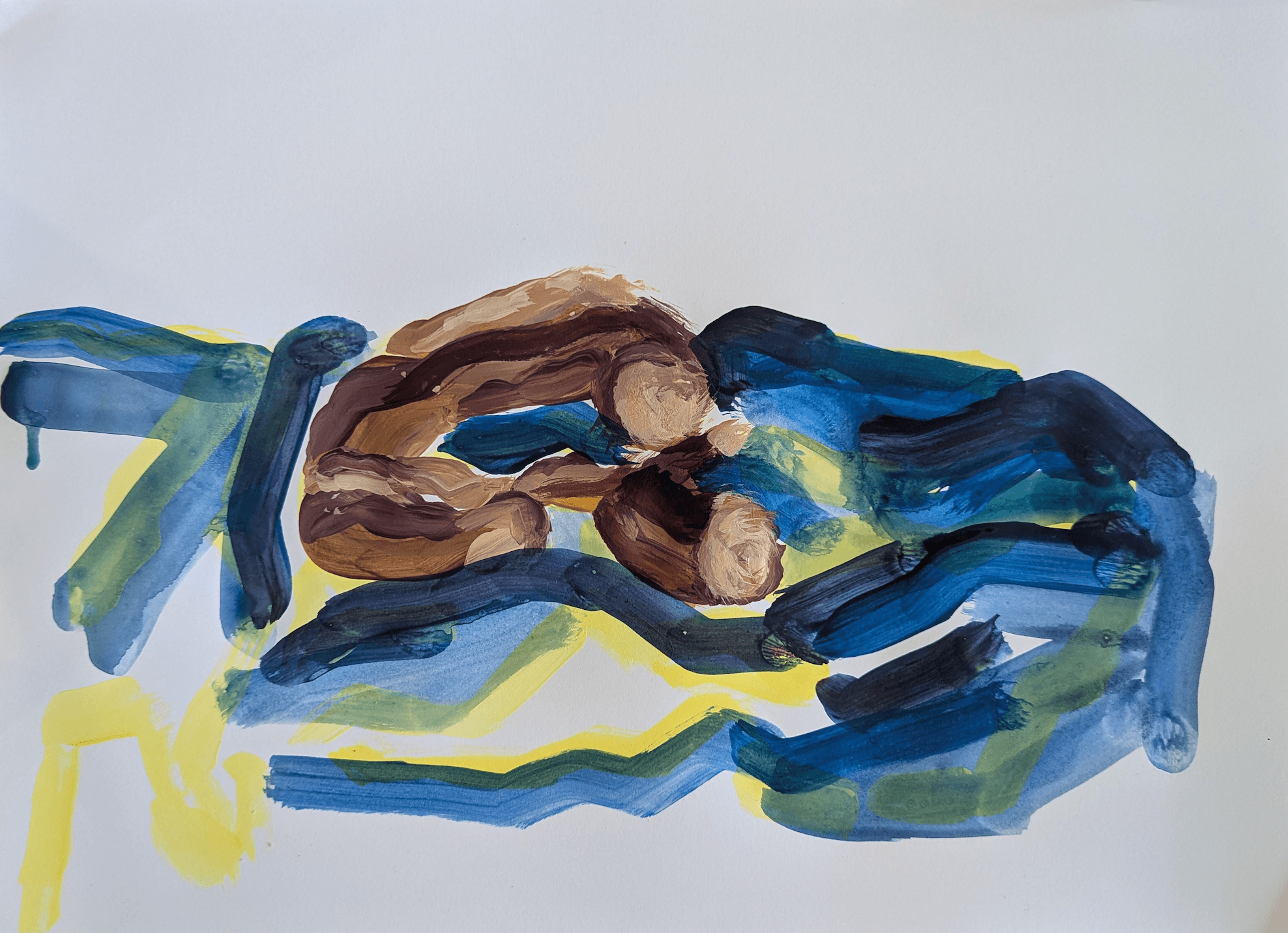 a painting of something with blue and yellow brush strokes