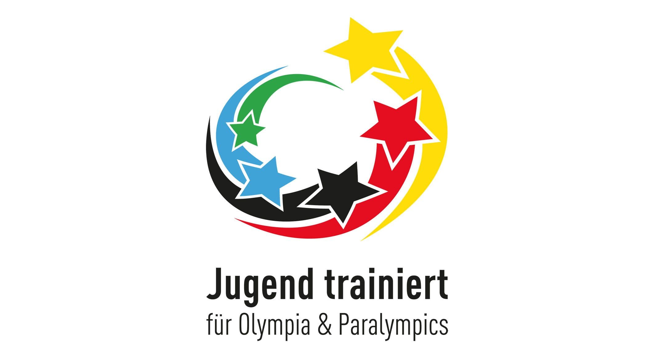 Logo von Jugend trainiert für Olympia und Paralympics mit bunten Sternen.
