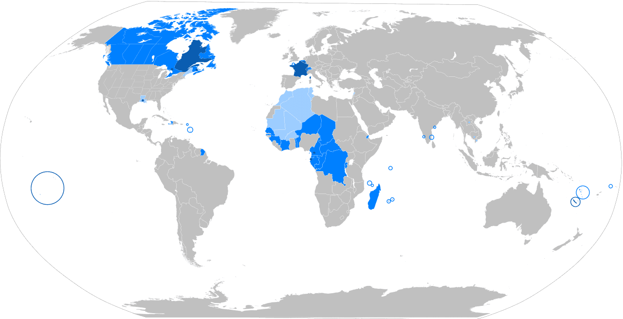 Karte mit französischsprachigen Ländern