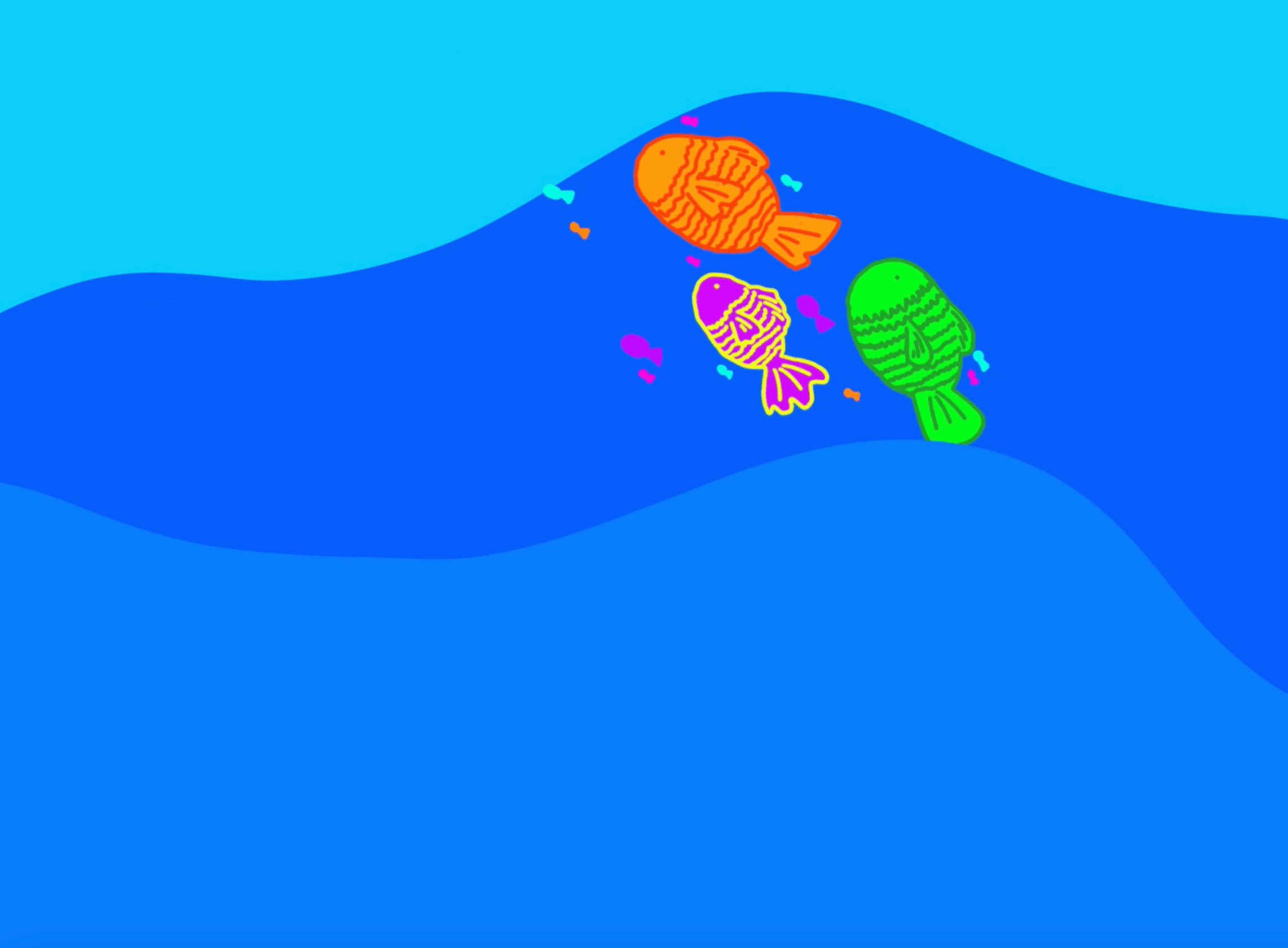 Grafik mit Fischen im Meer